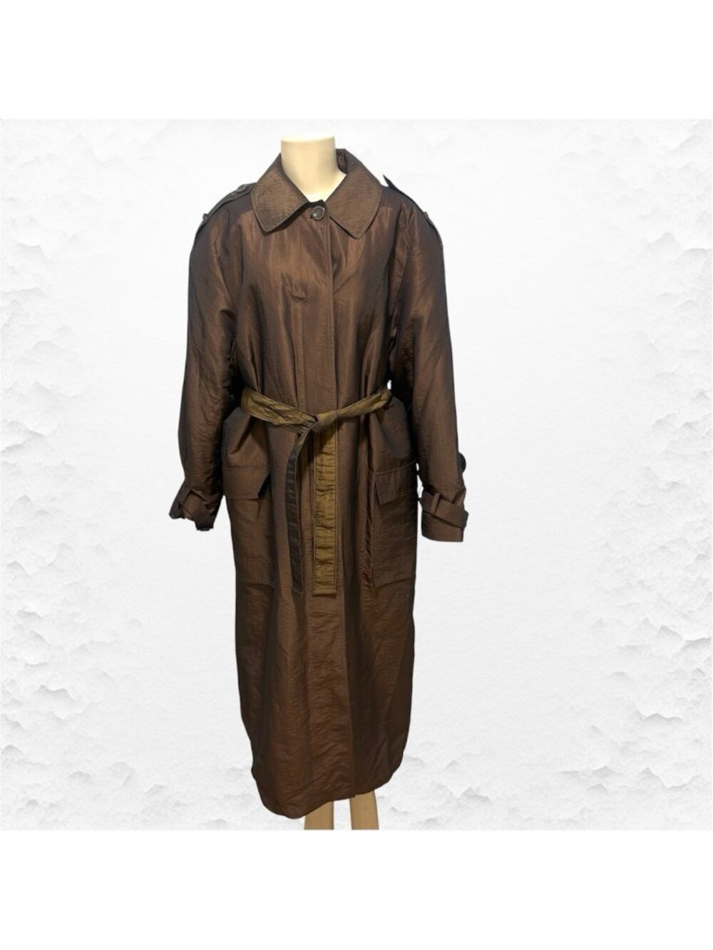 Vintage J.G. Hook Trench Coat Removable Liner and Collar Metallic Brown Size 14